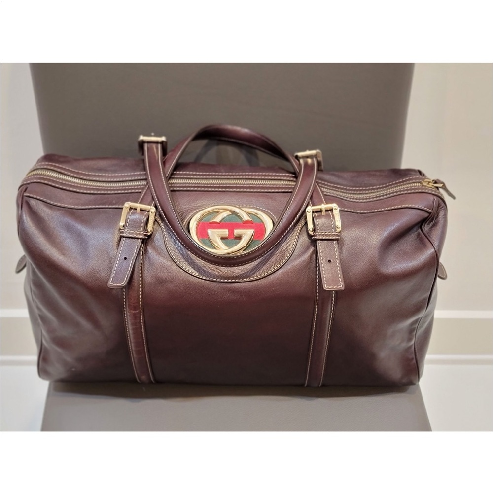 Gucci Brown Leather Duffle Bag. New.